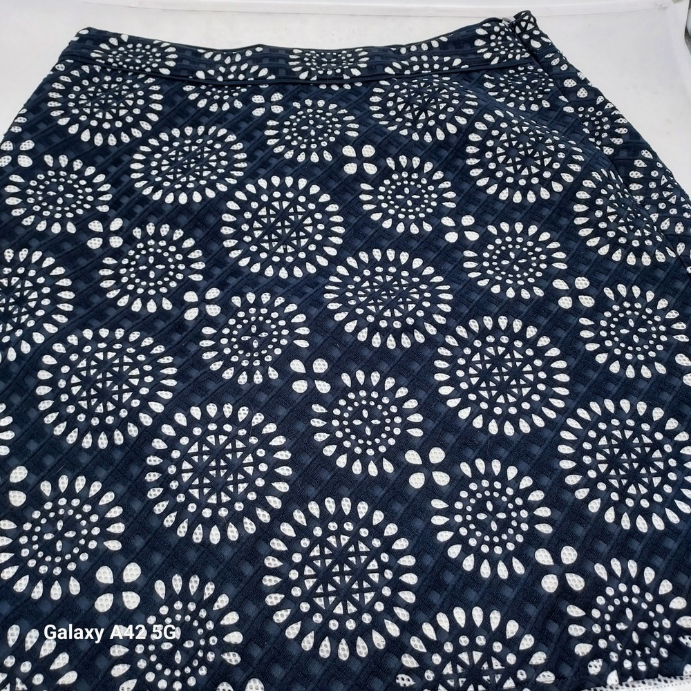 Michael Michael Kors Navy Laser Cut Floral Medallion A-Line Skirt MU67EKE4GD 4